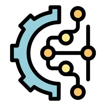 Gear connecting nodes representing automation process icon Illustrazione stock