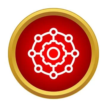 Gear connecting nodes representing network and system integration Illustrazione stock