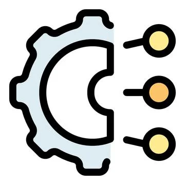 Gear connecting to three nodes representing data flow 스톡 일러스트