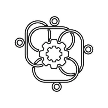Gear Connection Commitment Teamwork Together Outline Logo Stockillustratie