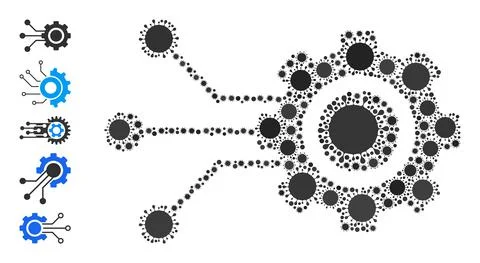 Gear Connectors Icon - Contagious Composition And Other Icons Ilustração Stock