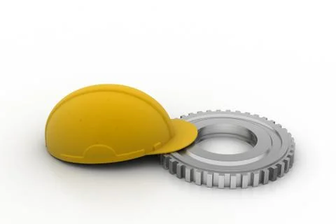Gear with construction cap Grats Stockgrafik