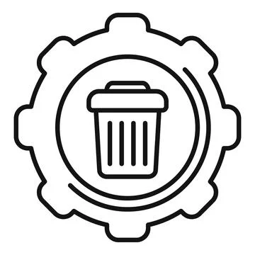 Gear containing trash can representing system cleaning process Stock-Illustration
