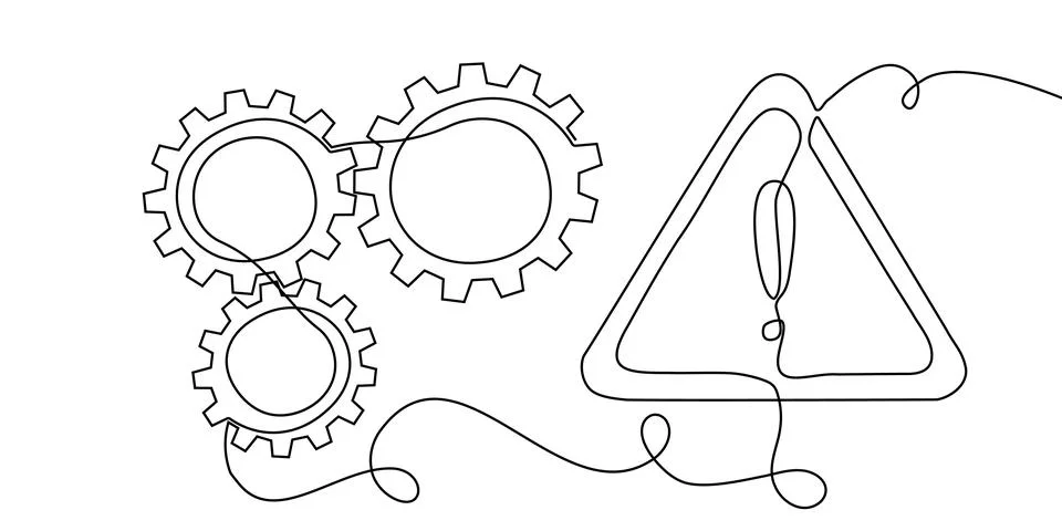 Gear continuous line one icon art cog work business factory wheel. Continuous Stock Illustration