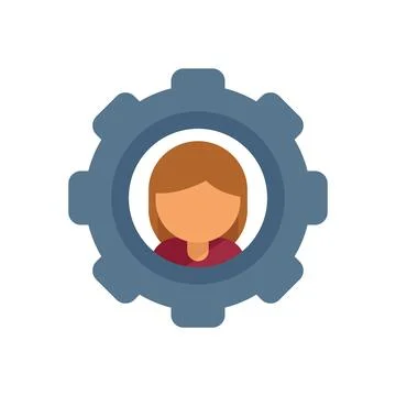 Gear control icon flat vector. Data center Stock Illustration