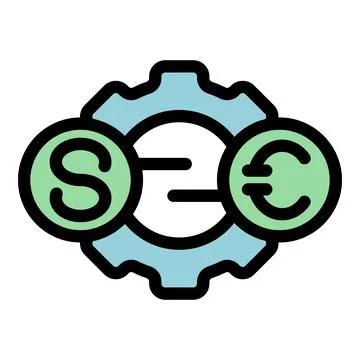 Gear converting dollars to euros representing international money exchange Stock Illustration