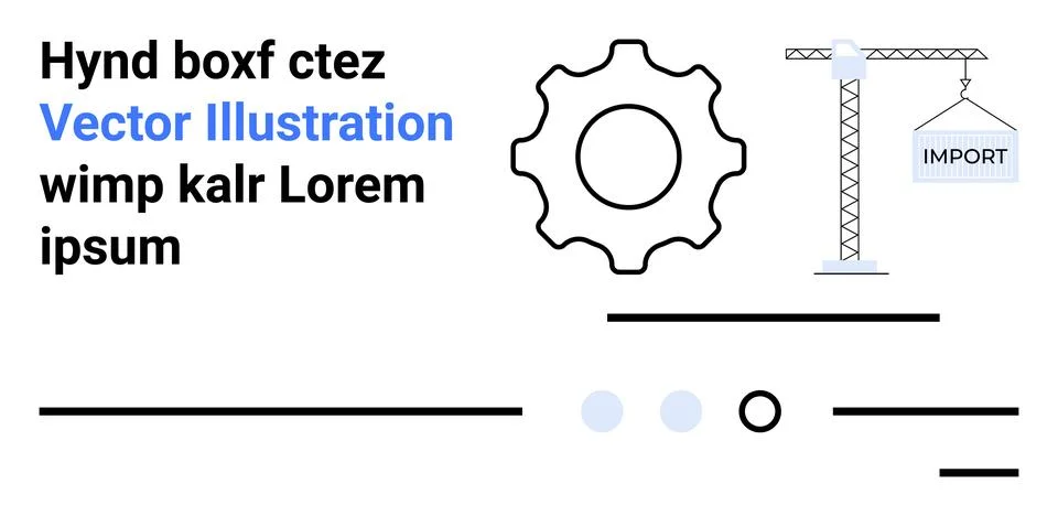 Gear, Crane, and Text Elements in a Minimalist Design for Construction and .. Stock Illustration