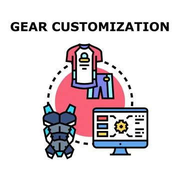 Gear customization concept for clothing and equipment design Stock Illustration