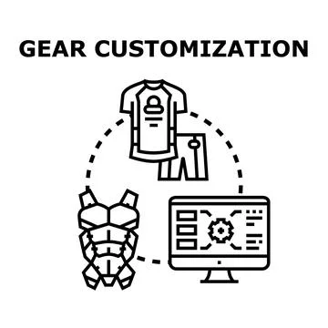 Gear customization concept for clothing and equipment design Stock Illustration