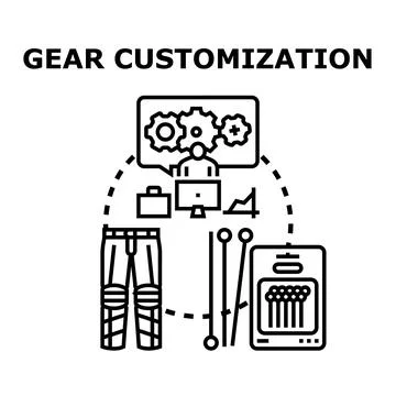 Gear customization planning and development vector concept Illustrazione stock