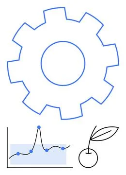 Gear with Data Chart and Growth Symbolizing Innovation and Development 스톡 일러스트