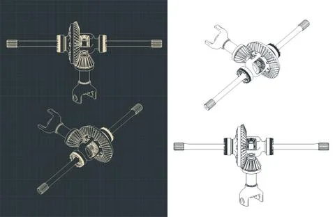 Gear Differential Drawings Stock Illustration