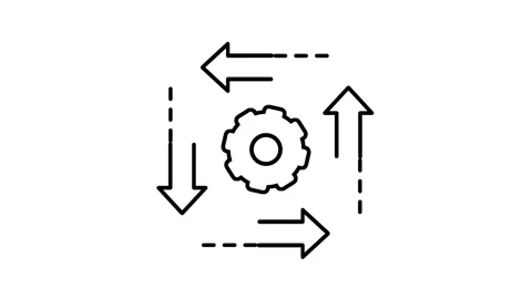 Gear With Directional Arrows Workflow Icon Stock Footage 343510768