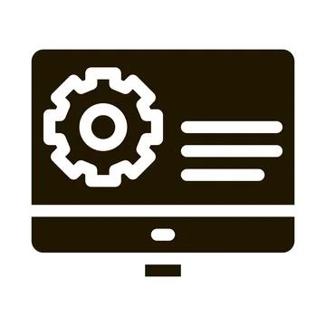 Gear On Display Icon Vector Glyph Illustration Stock Illustration