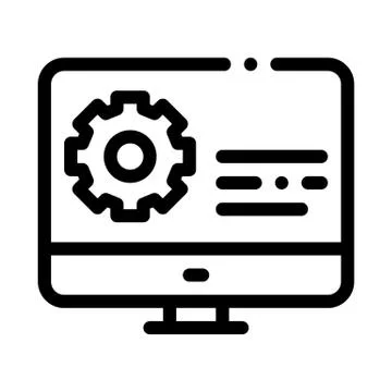 Gear On Display Icon Vector Outline Illustration Stock Illustration
