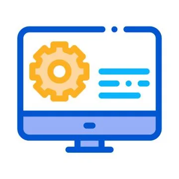 Gear On Display Icon Vector Outline Illustration Stockillustratie