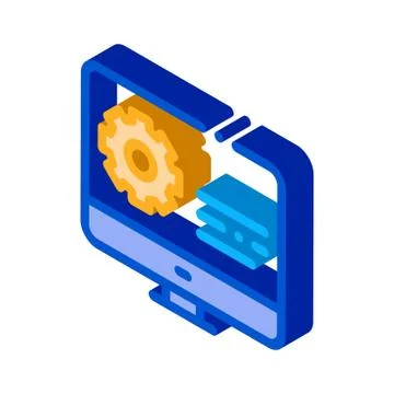 Gear On Display isometric icon vector illustration Illustrazione stock
