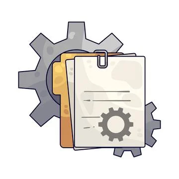 Gear with Document illustration 스톡 일러스트