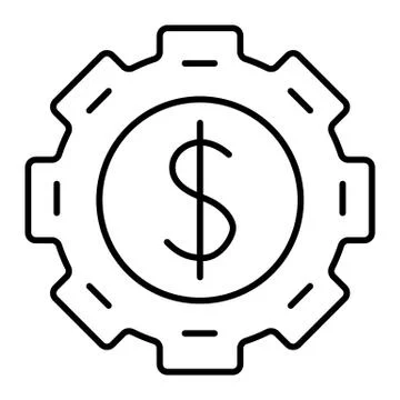 Gear with dollar inside thin line icon. Cogwheel with dollar sign vector Stock Illustration