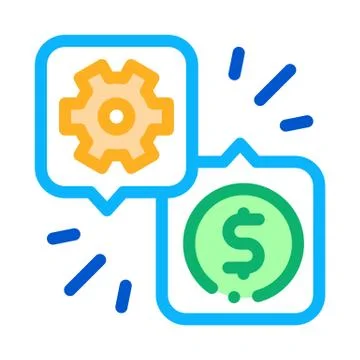Gear Dollar Quote Icon Vector Outline Illustration Illustrazione stock