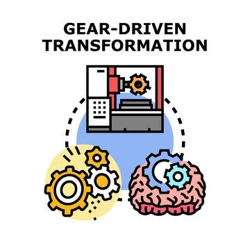 Gear driven transformation changing business and manufacturing processes Stock Illustration