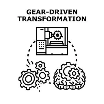 Gear driven transformation changing business and manufacturing processes Illustrazione stock