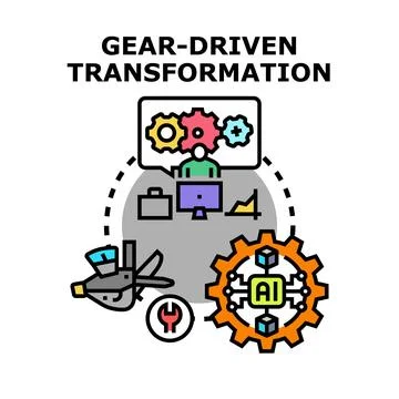Gear driven transformation concept innovation process automation vector イラスト素材