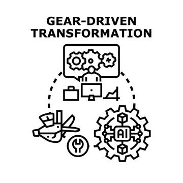 Gear driven transformation concept innovation process automation vector Stock Illustration