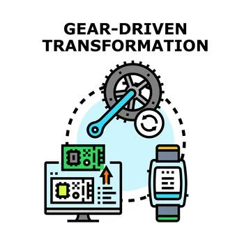 Gear driven transformation concept integrating digitalization and smart tec.. Stock Illustration
