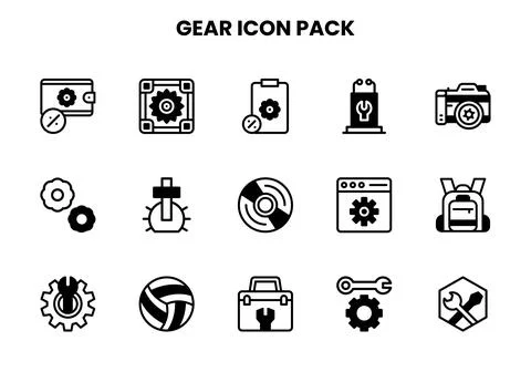Gear DuoTone Bundle Icons Pack Illustrazione stock