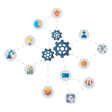 Gear effective process organization business concept Business industry, bot Stock Illustration