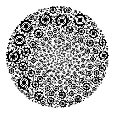 Gear Electronic Component Icon Spheric Globula Mosaic Stock Illustration