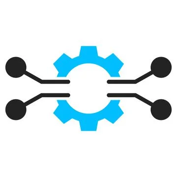 Gear Electronics Integration Flat Icon Vector Stock Illustration
