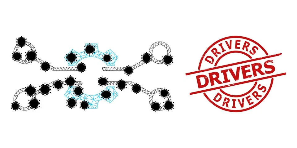 Gear Electronics Integration Polygonal Mesh Icon with Infectious Items Stock Illustration