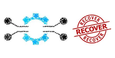 Gear Electronics Integration Star Mosaic and Recover Grunge Seal Stamp Illustrazione stock