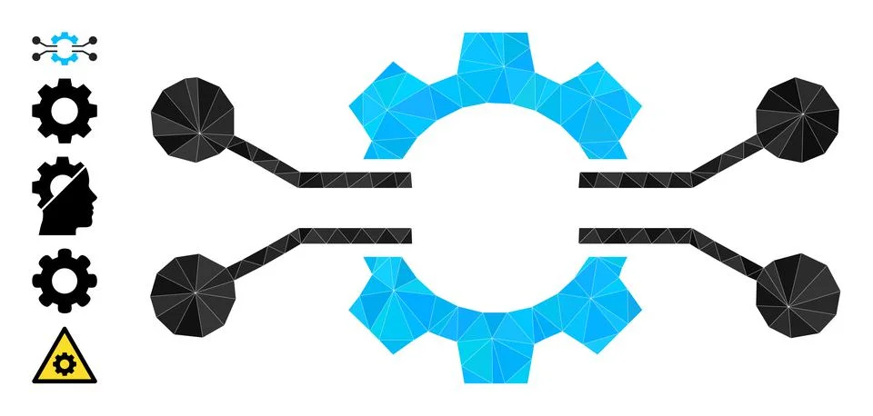 Gear Electronics Integration Triangle Icon and Other Icons 스톡 일러스트