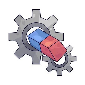 Gear with Eraser illustration 스톡 일러스트