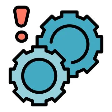 Gear error icon vector flat Stock Illustration