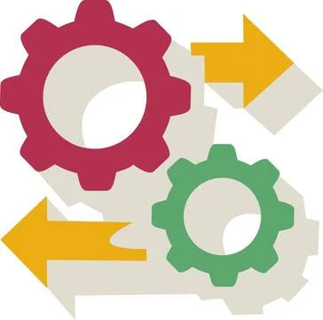 Gear exchange icon for workflow automation Stock Illustration