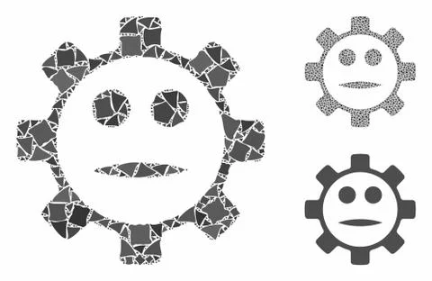 Gear face neutral smiley Composition Icon of Tremulant Parts Stock Illustration