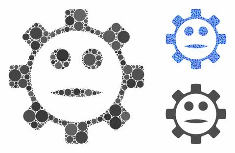 Gear Face Neutral Smiley Composition Icon of Round Dots Stock Illustration