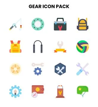 Gear Flat Bundle Icons Pack Stock Illustration