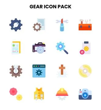 Gear Flat Bundle Icons Pack Stock Illustration