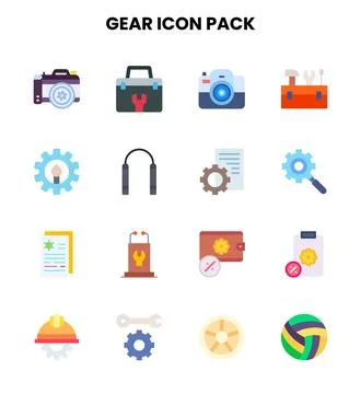 Gear Flat Design Icons Pack Stock Illustration