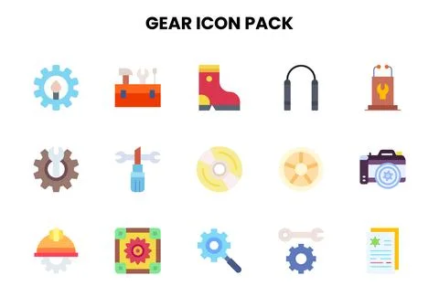 Gear Flat Graphics Icons Pack Illustrazione stock