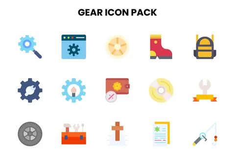Gear Flat Graphics Icons Pack Stock Illustration