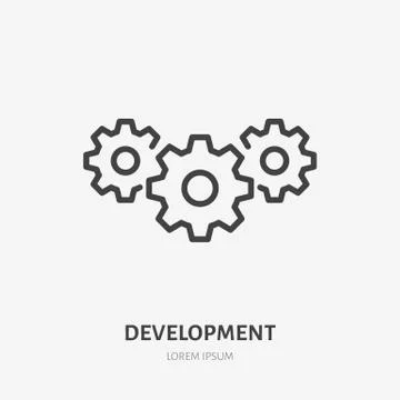 Gear flat line icon. Vector thin sign of cogwheel, workflow concept, business Stock-Illustration