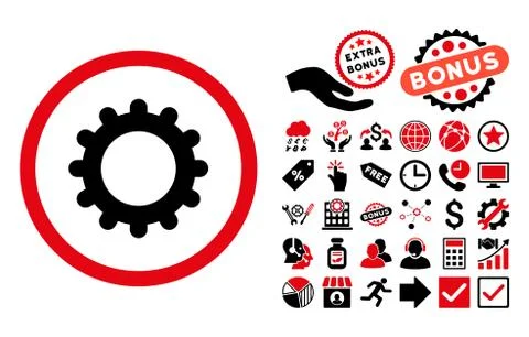 Gear Flat Vector Icon with Bonus Stock Illustration