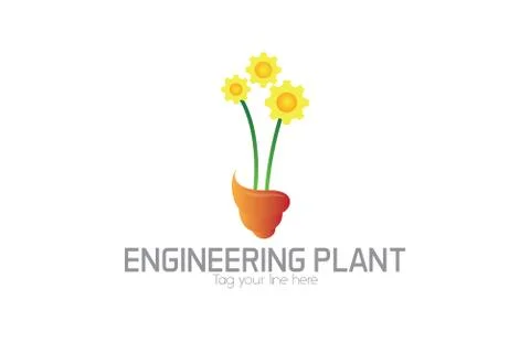 Gear flowers logo Stock Illustration