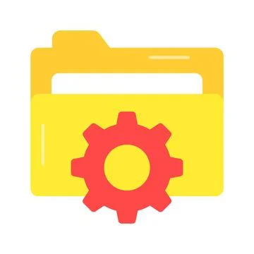 Gear on folder denoting concept vector of folder setting, editable icon イラスト素材